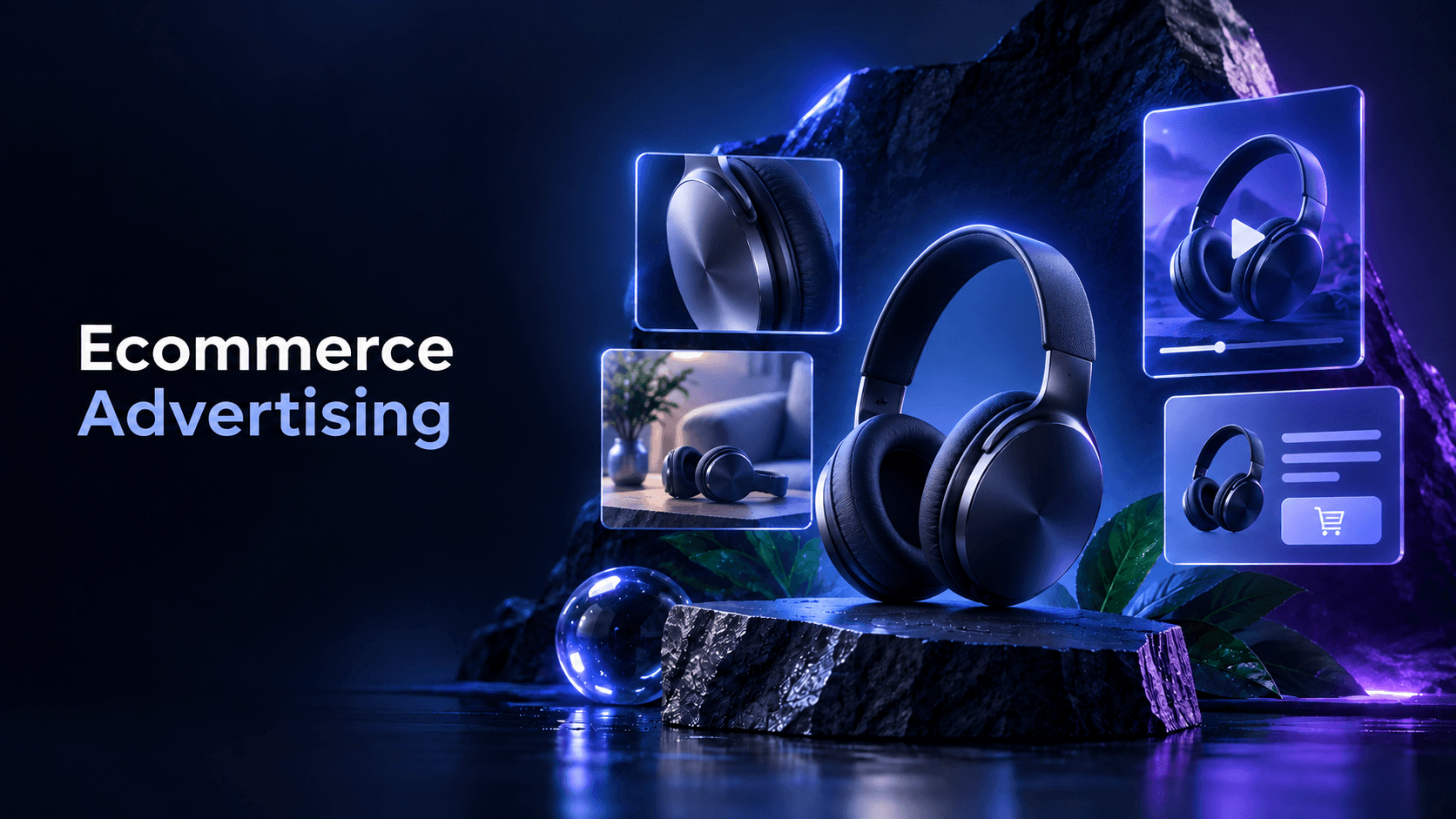 Sprokl Blog cover showing a product surrounded by ecommerce ad formats under the label Ecommerce Advertising.