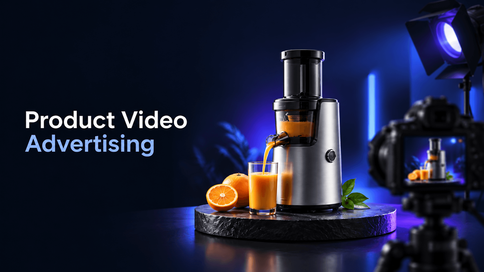 Sprokl Blog cover with a Product Video Advertising label beside an ecommerce product being filmed in a studio.