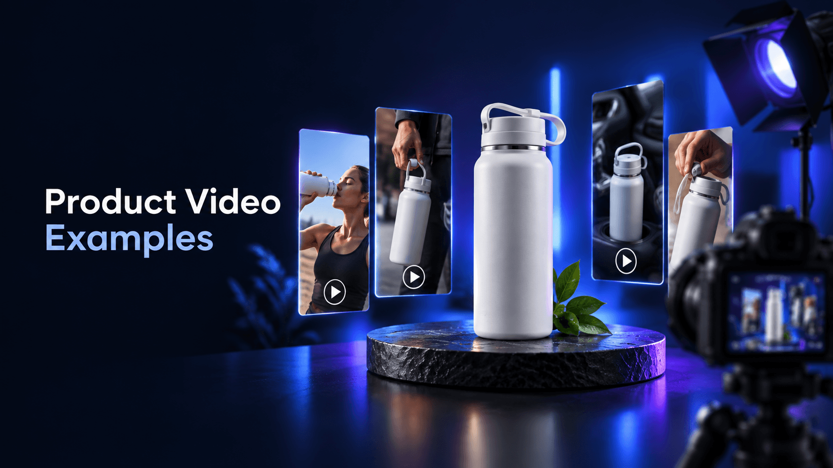 Sprokl Blog cover with a Product Video Examples label beside a bottle and several product-use video frames.