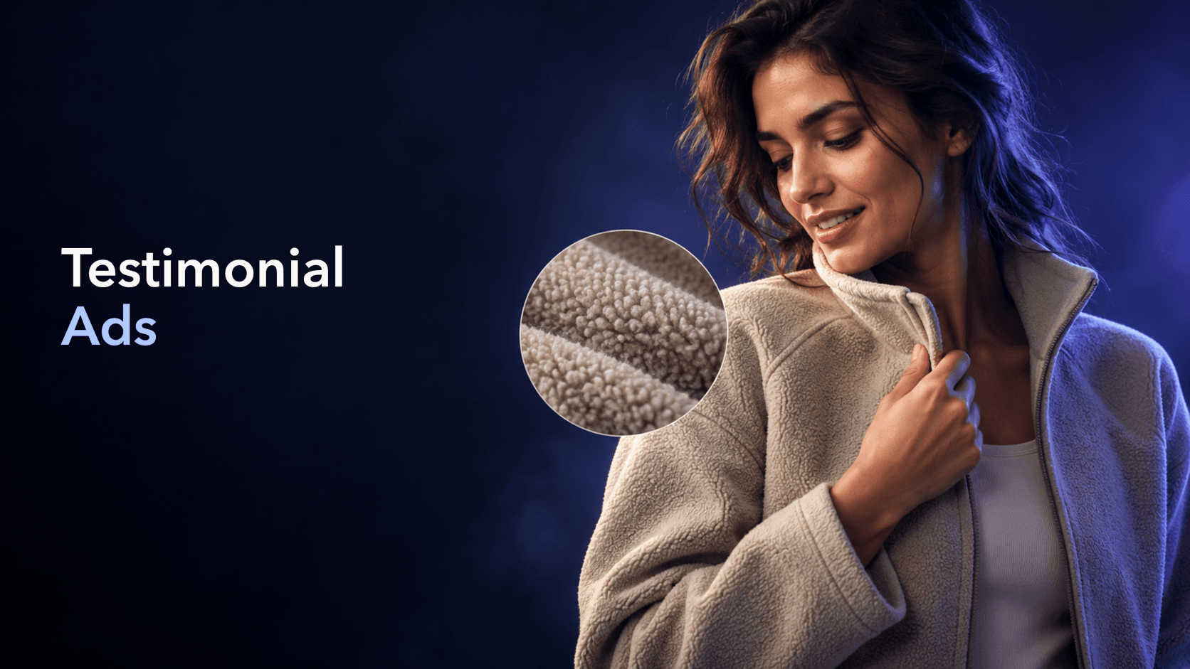Sprokl Blog cover showing a person demonstrating the texture of an apparel product under the label Testimonial Ads.